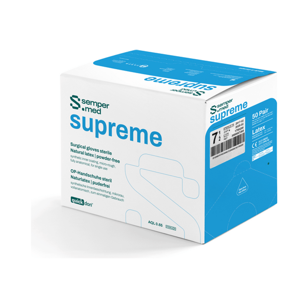 Sempermed Supreme OP-Handschuh Naturlatex pf, weiß, Gr. 7.5, steril, 50 Paar